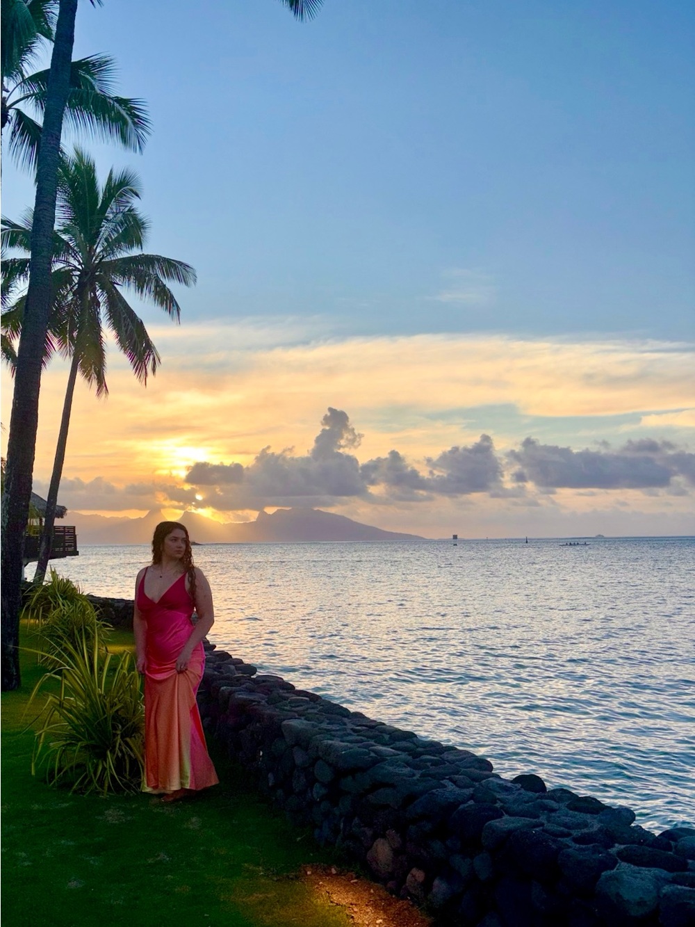 12th Tribe Pink and Orange Ombre Maxi Dress